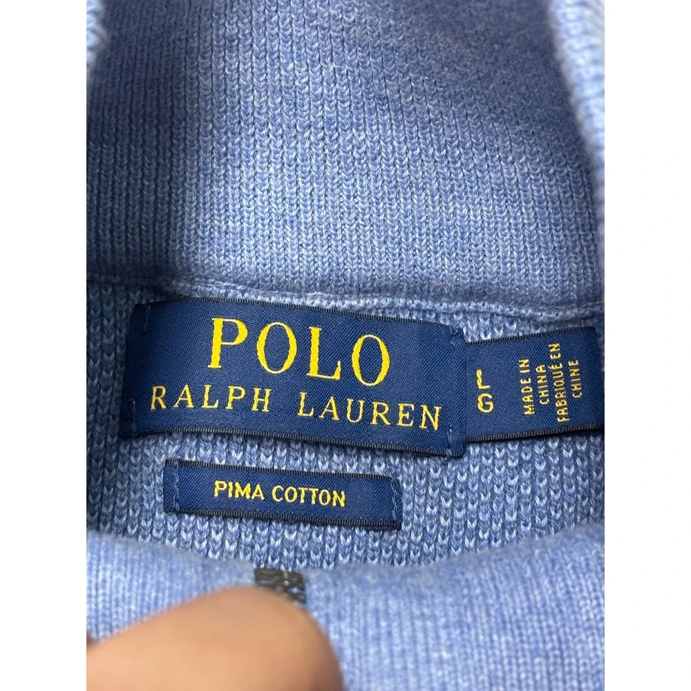 Polo Ralph Lauren Pima Cotton Quarter Zip Sweater Blue Mens Large 710701611019